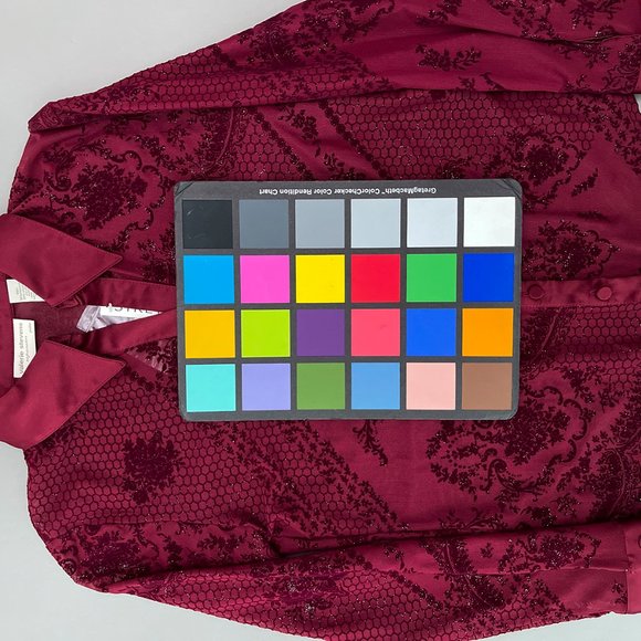 NWOT Valerie Stevens Separates Petite Sheer Stretch Blouse Red Size PS - Picture 10 of 10